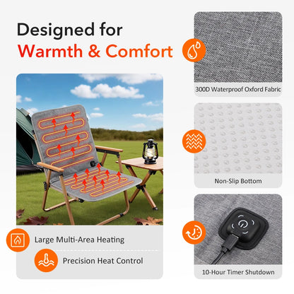 Electric Heated Seat Cushion 43x43cm / 43x90cm – 3-Temperature Adjustable Heating Mat for Office, Camping & Chair Backrest