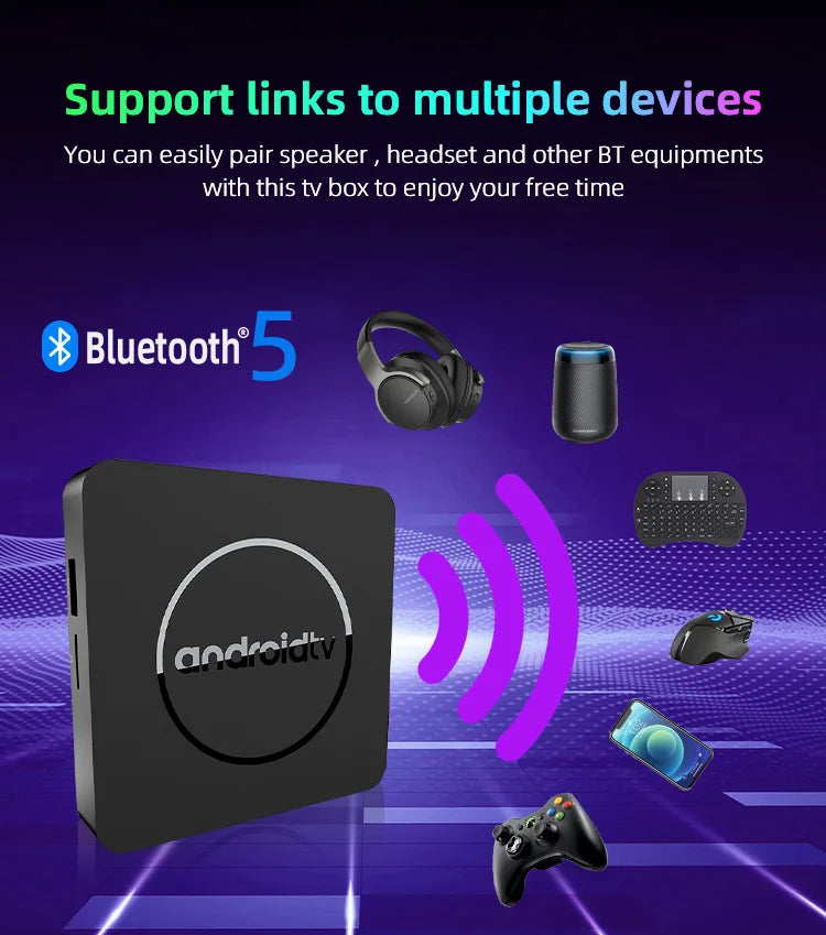 Q10 Android 14 TV Box – Allwinner H313 8K Media Player with 64GB/128GB ROM, Dual WiFi 2.4G&5G, Voice Control Set-Top Box