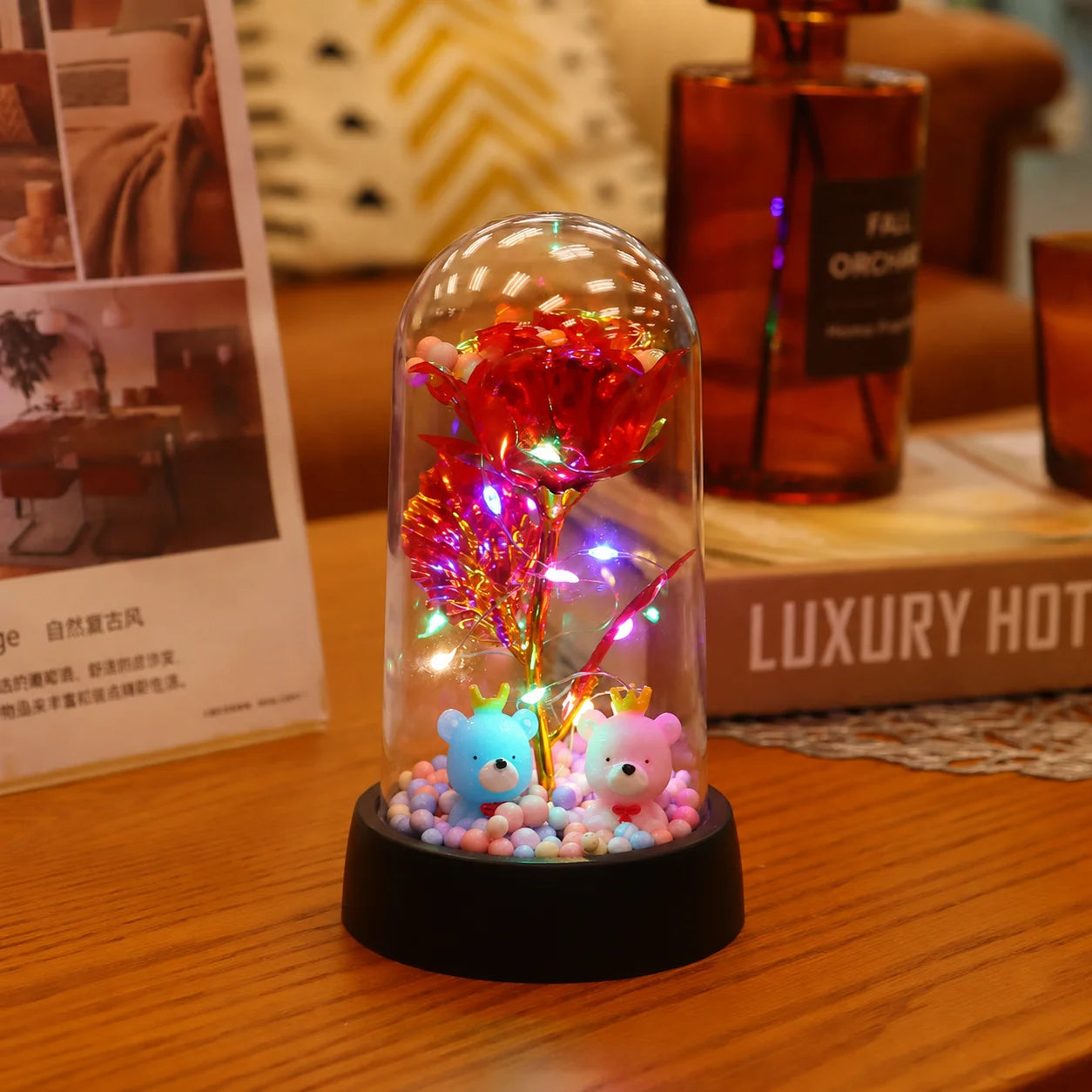 LED Eternal Rose Gift - 24K Gold Foil Flower with Glass Dome Light for Valentine’s Day, Wedding & Special Occasions