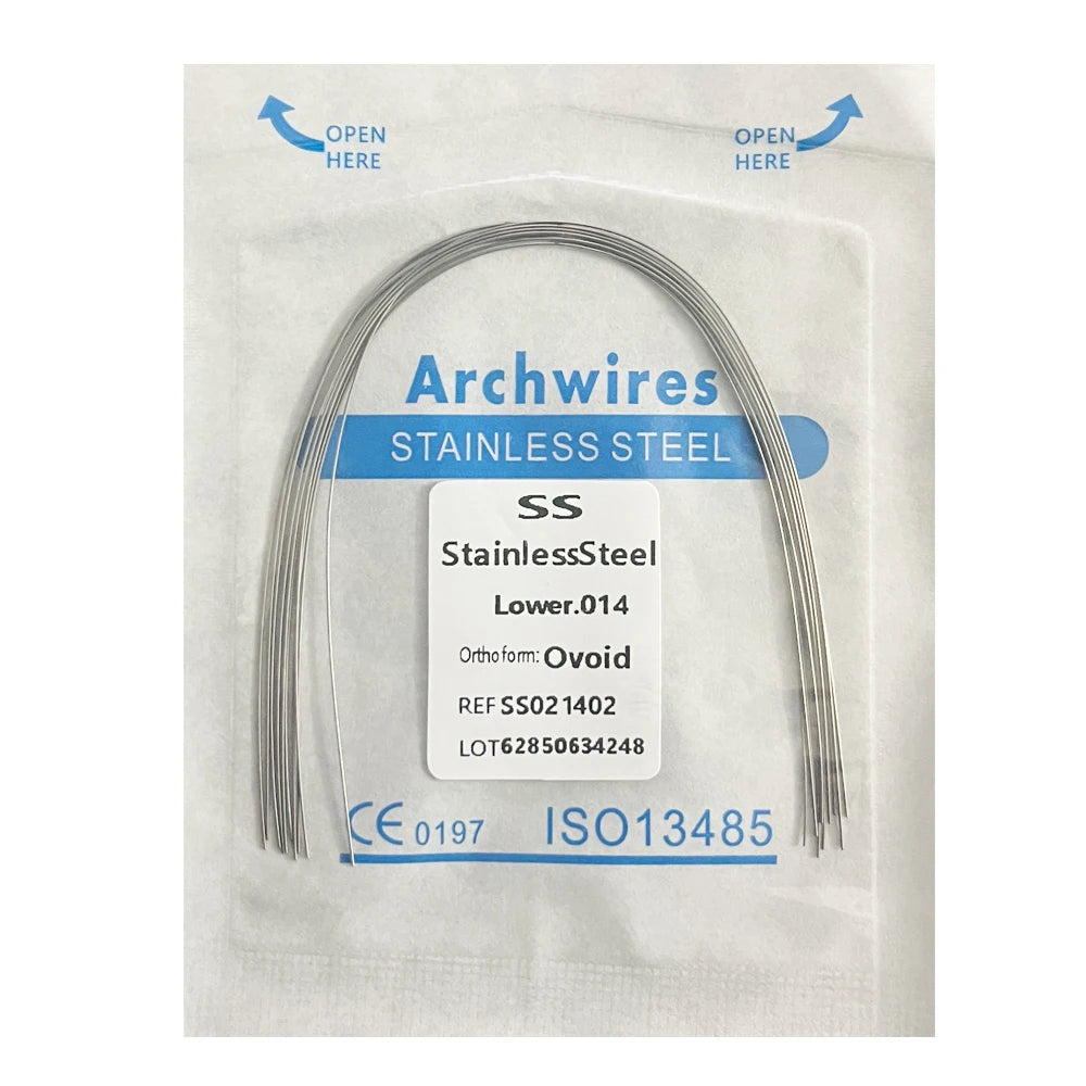 10PCS Dental Orthodontic Arch Wire Set - Stainless Steel Round & Rectangular Dentist Ovoid Form Material