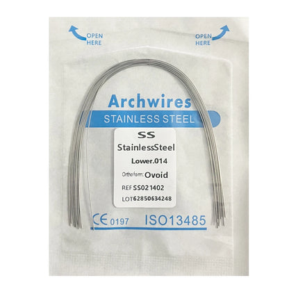 10PCS Dental Orthodontic Arch Wire Set - Stainless Steel Round & Rectangular Dentist Ovoid Form Material