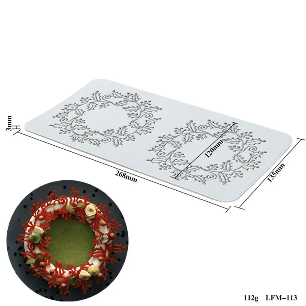 Flower & Leaf Pattern Silicone Mold — Fondant Cake Lace Mat for DIY Baking, Craft & Cake Decoration