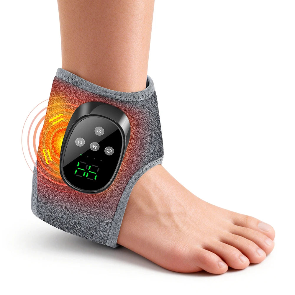 Electric Heated Foot Massager - Cordless Vibration Ankle Wrap for Home & Office Relaxation
