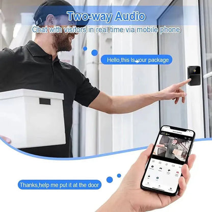 WiFi Video Doorbell Camera – HD Night Vision, Wireless Smart Home Security, Battery-Powered, Two-Way Intercom with Voice Changer