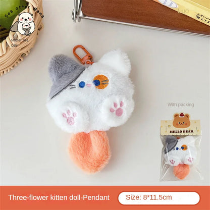Cute Plush Cat Doll Keychain Pendant – Soft Backpack & Bag Charm Decorative Couple Gift Accessory for Girls