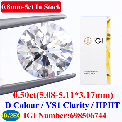 0.1–5CT Super White Lab-Grown Diamond Loose — IGI/GIA Certified, HPHT & CVD, DEFG VVS-SI, Diamond Tester Approved for Wedding Jewelry