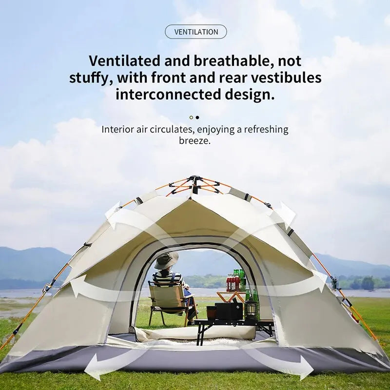 Outdoor Folding Tent – Fully Automatic Quick Open, 3-4 Person Self-Driving Camping Tent, Rain & Sun Proof, Portable