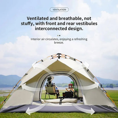 Outdoor Folding Tent – Fully Automatic Quick Open, 3-4 Person Self-Driving Camping Tent, Rain & Sun Proof, Portable