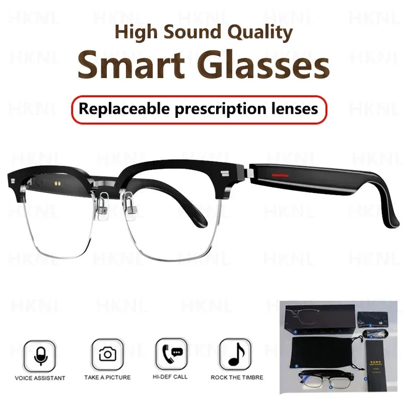Hiwego Smart Glasses – Blue Light Filtering Polarized Lenses with Audio, Built-in Mic, Speakers, Touch & Voice Assistant for Music