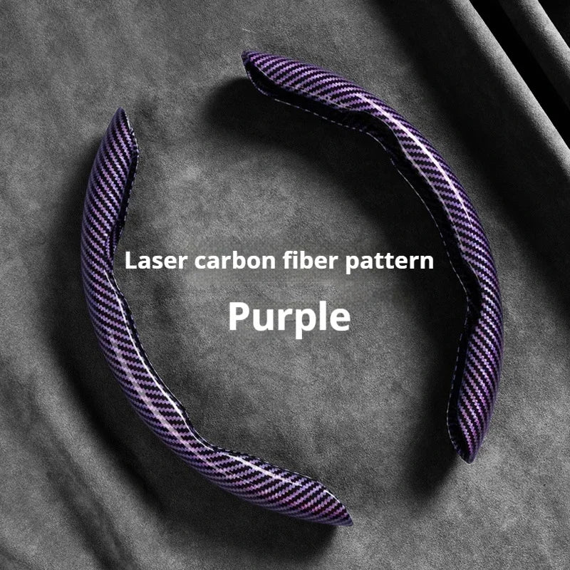 2-Piece Carbon Fiber Silicone Steering Wheel Cover — 38cm (15 Inch) Anti-Skid Car Accessory