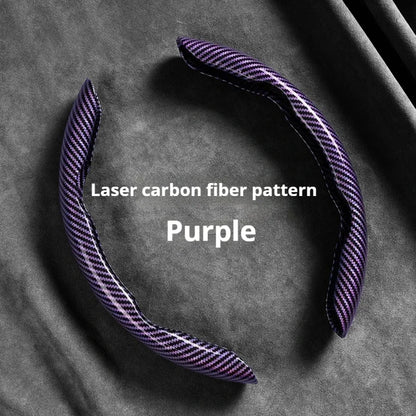 2-Piece Carbon Fiber Silicone Steering Wheel Cover — 38cm (15 Inch) Anti-Skid Car Accessory