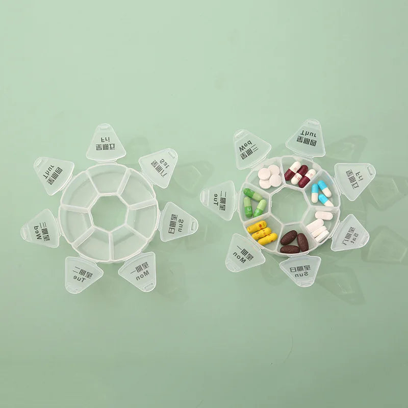 7 Day Weekly Pillbox – Tablet Holder & Medicine Organizer with Color-Coded Compartments