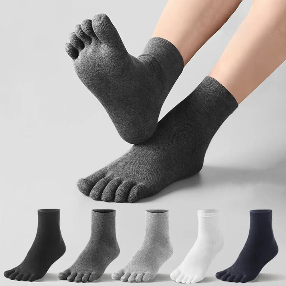 Men's Finger Socks – Breathable, Sweat-Absorbing Cotton, Elastic Sports & Business Socks for Comfort and Style