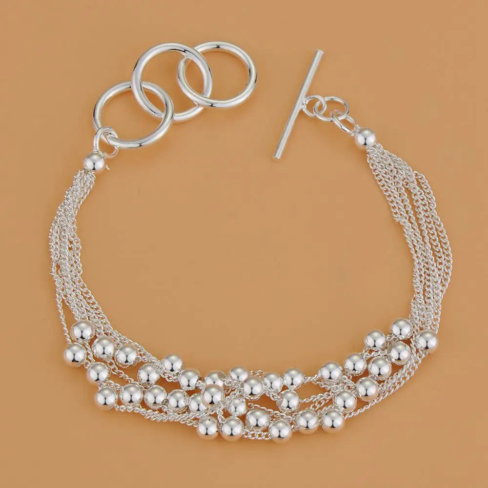 925 Sterling Silver Bead Bracelet – High-Quality Romantic Chain for Women, Fashion Jewelry Gift for Engagement, Party & Wedding