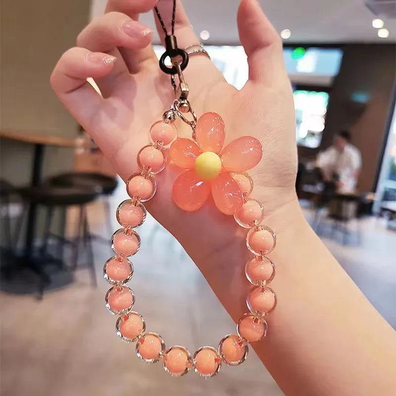 Colorful Macaron Beaded Phone Lanyard Wrist Strap – Anti-Lost Short Handheld Mobile Phone Chain Pendant for Women