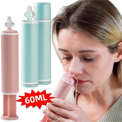 60ml Manual Nasal Aspirator - Portable Nose Cleaning Syringe for Babies and Adults with Storage Case