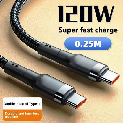 120W USB-C to USB-C Fast Charging Cable - PD Quick Charge Cable for iPhone, Xiaomi & Samsung Devices
