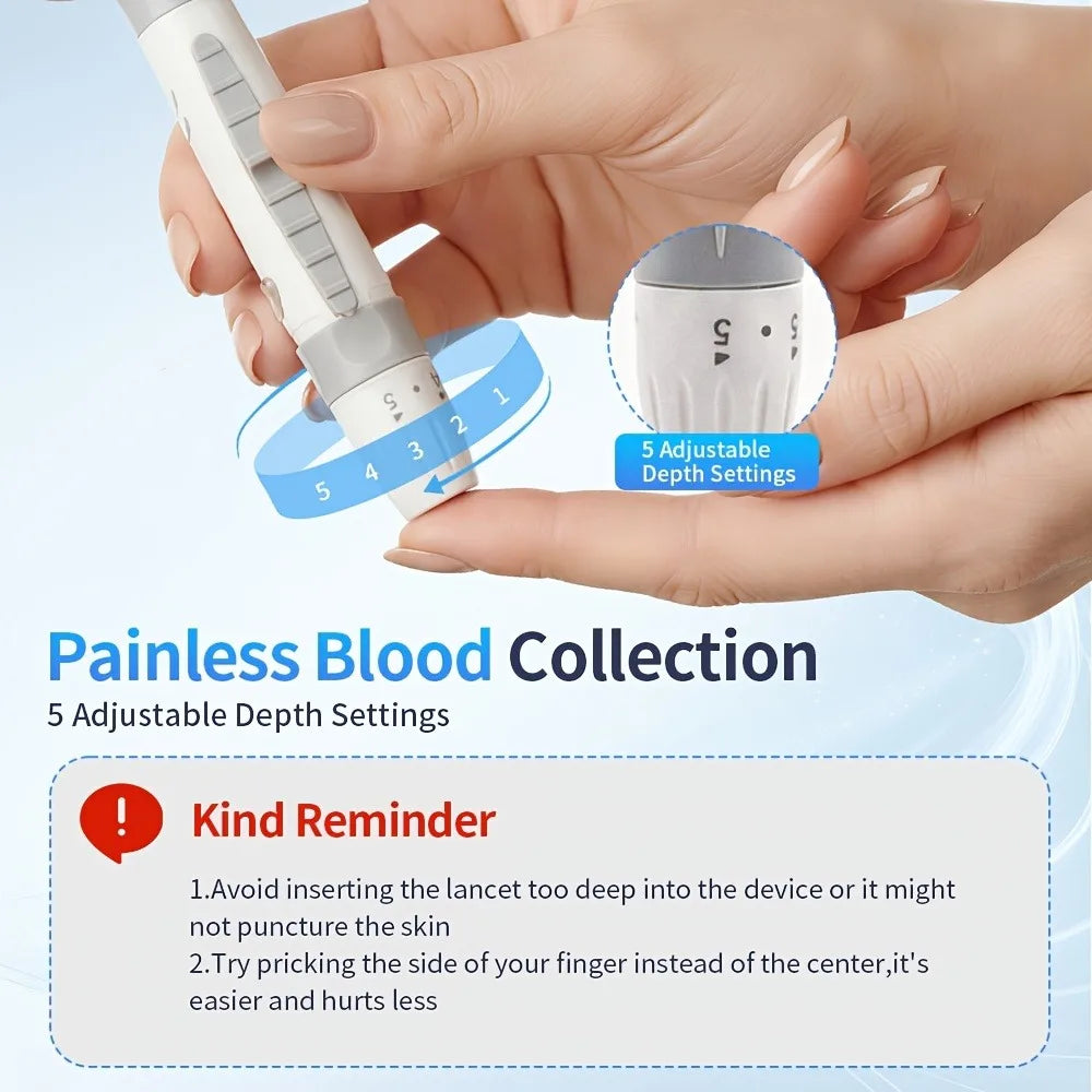 VivaChek Digital Blood Glucose Meter Kit - 5-Second Blood Sugar Testing with 50 Test Strips, Lancets and 5 Testing Modes