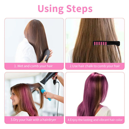 10-Color Hair Dye Comb Set – Multi-Color Disposable Hair Coloring Makeup Toy Kit for Girls