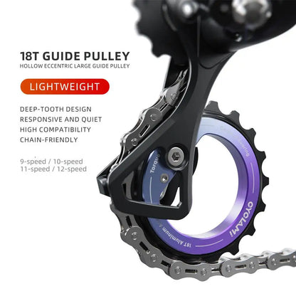 18T Oversized Rear Derailleur Pulley Wheel - Hollow Eccentric Ceramic Bearing Bike Part for Shimano R8000/R7000