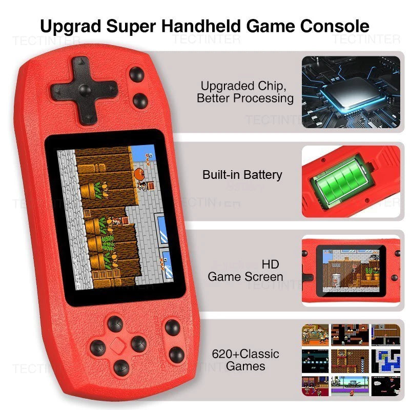 Retro Handheld Game Console | Portable Player with 620 Built-in Classic Games & Rechargeable Battery