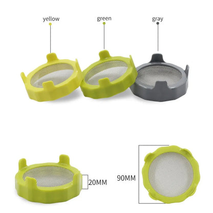 2pcs Plastic Sprouting Lid Set - Mesh Sprout Cover for Seed Germination, Vegetable Crop Growth, Fits Mason Jars with Sealing Ring