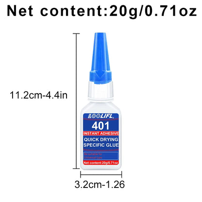 Upgraded 401 Super Cyanoacrylate Glue – Instant 5-Second Drying, Waterproof & Versatile Strong Adhesive