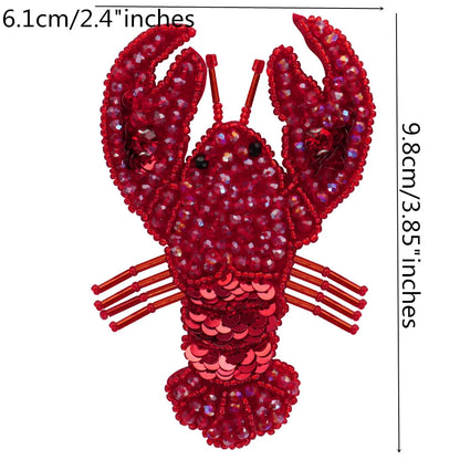3D Handmade Ocean Animal Patches - Beaded Seahorse Crab Starfish DIY Sewing Accessories & Craft Ornaments