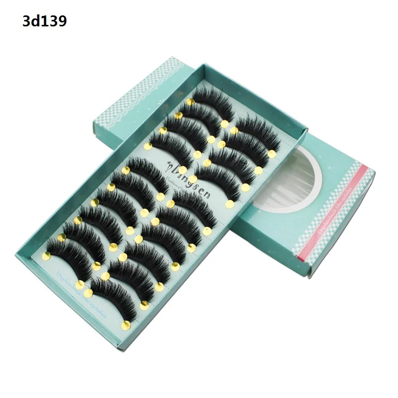 DINGSEN 10 Pairs Handmade Eyelash Fans – Individual False Lashes for Beauty & Makeup, Factory Price