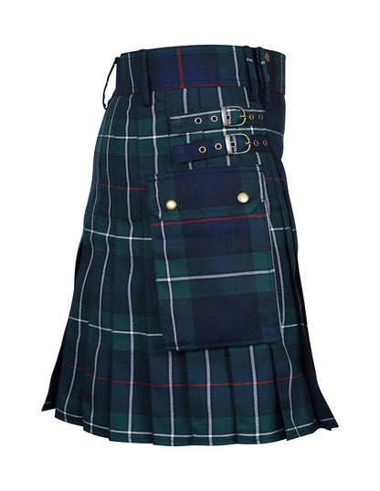 Men's Tartan Kilt Skirt – Traditional Highland Utility Kilt with Pockets, Gothic Punk Vintage Style