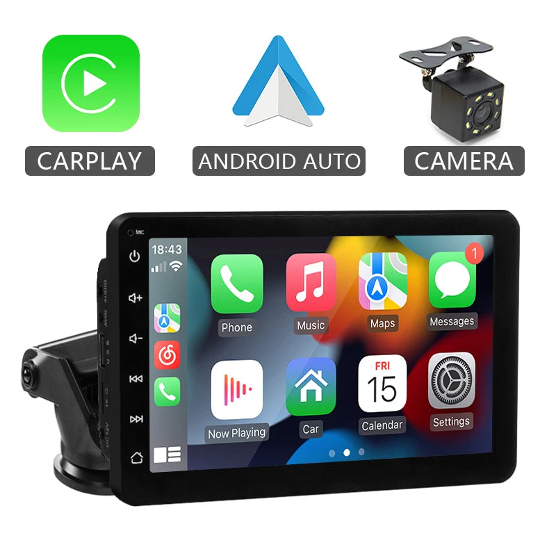 Hippcron 7-Inch Portable Car Radio Multimedia Player – Wireless CarPlay & Android Auto Universal Touchscreen