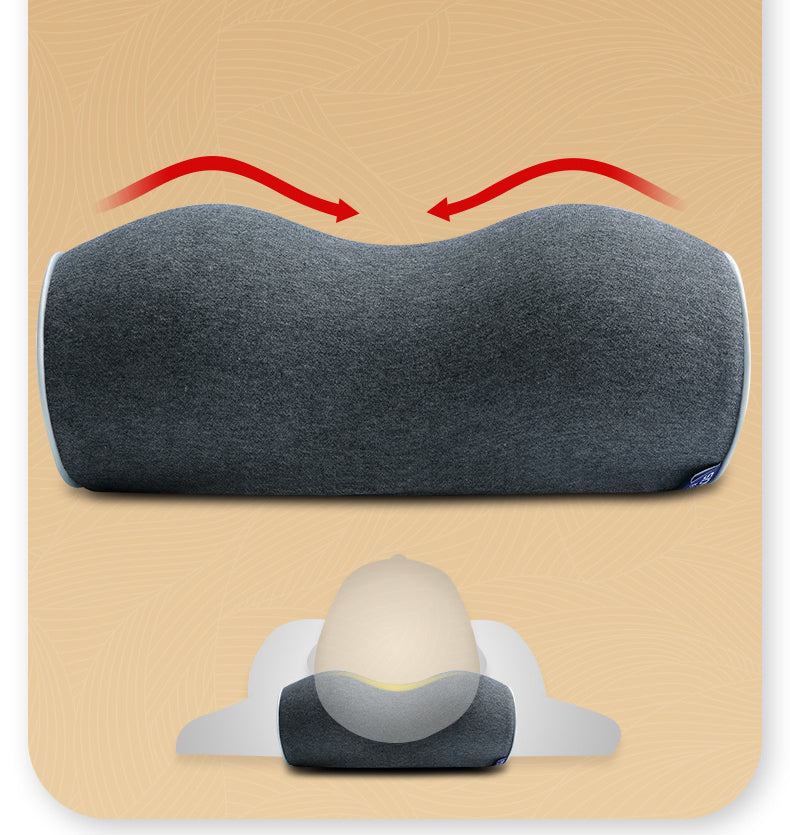 Cervical Spine Pillow - Antiarch Traction Pillow with PU Memory Foam Core, Pure Cotton Cover, Portable Neck Support Pillow