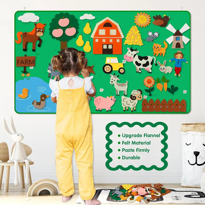 Farm Animals Felt Story Board Set – Interactive Early Learning Wall Puzzle Toys for Toddlers