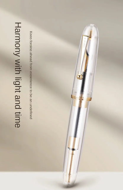 Luxury JinHao 9019 Dadao Fountain Pen – Transparent Acrylic Spin Design, 40mm Nib for Office & School Writing Supplies