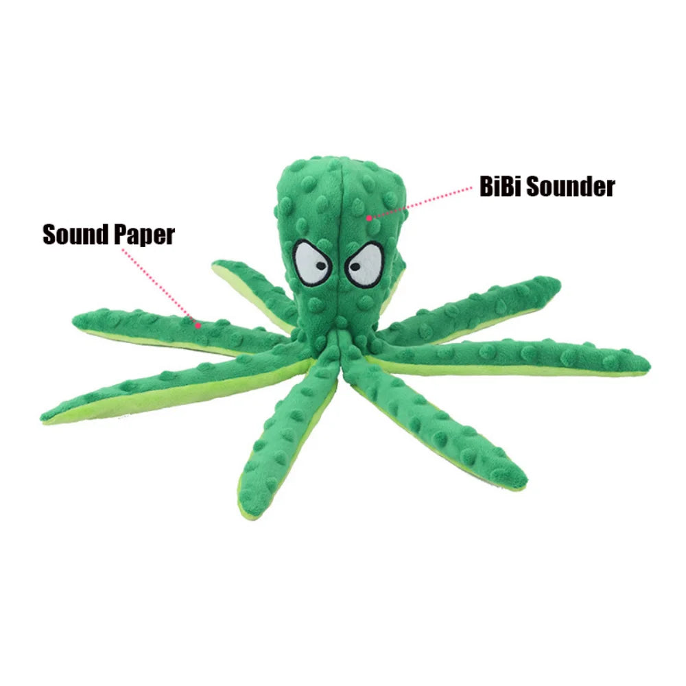 Interactive Plush Octopus Chew Toy – Voice Puzzle Toy for Cats & Dogs, Bite-Resistant & Teeth Cleaning Pet Toy