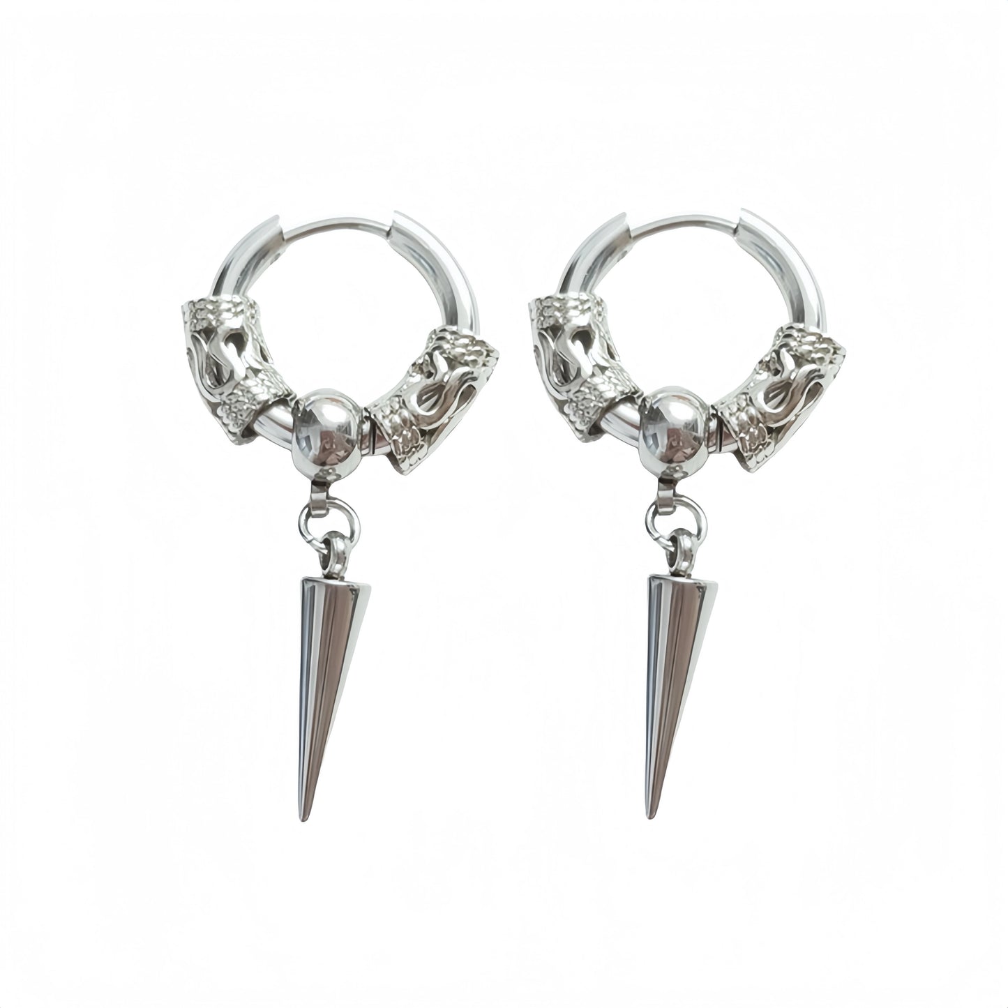 Long Hanging Cross & Leaf Hoop Earrings – Vintage Stainless Steel Hip Hop Unisex Jewelry Accessories