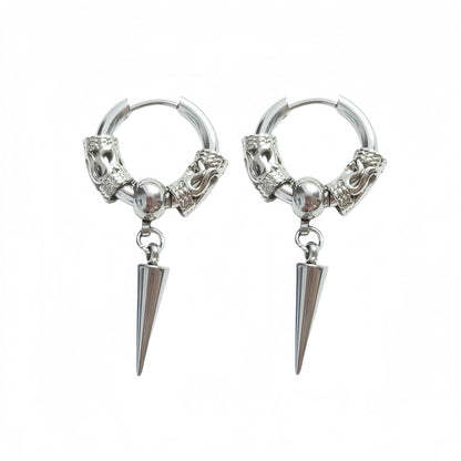 Long Hanging Cross & Leaf Hoop Earrings – Vintage Stainless Steel Hip Hop Unisex Jewelry Accessories