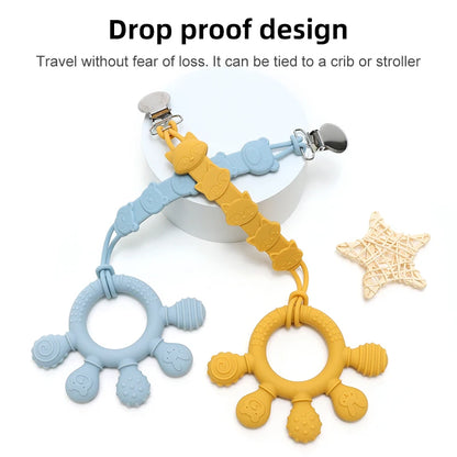 Multicolor Silicone Baby Teething Ring – Handheld Teether Toy for 0-12 Months, Chew Beads Sensory Gum Relief Soother