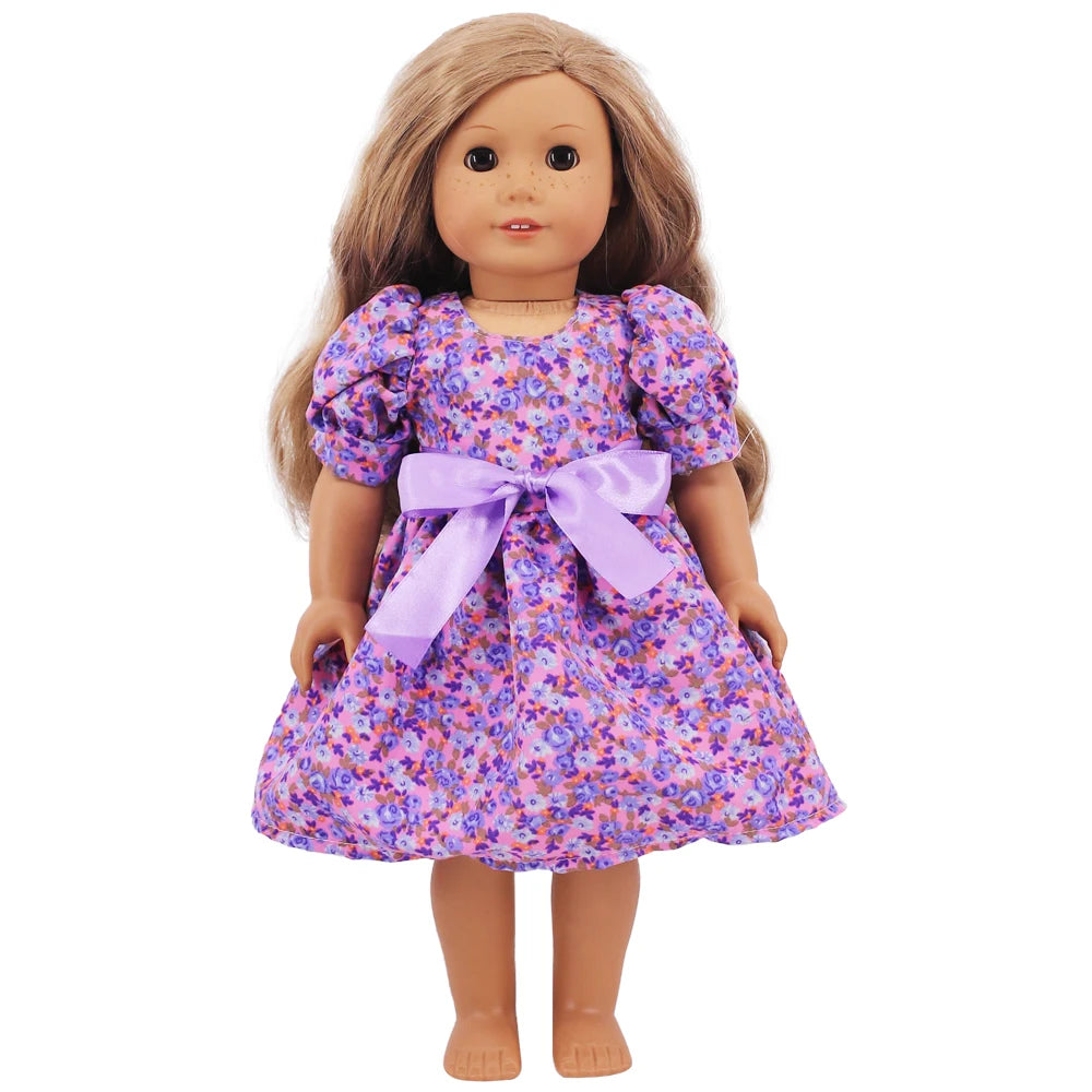 18-Inch Doll Nightdress Outfit — Purple Series Clothes for American & 43CM Baby Dolls, Our Generation Doll Gift