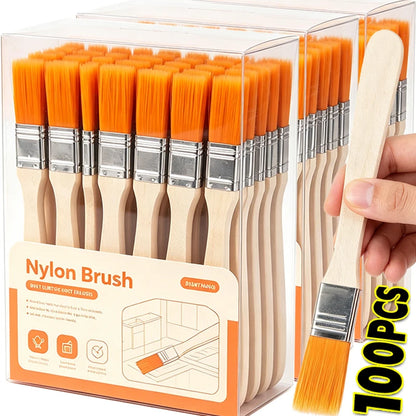 Paint Brush Set - Soft Nylon Bristle Wooden Handle Brushes for Watercolor, Oil Painting, Drawing & Cleaning