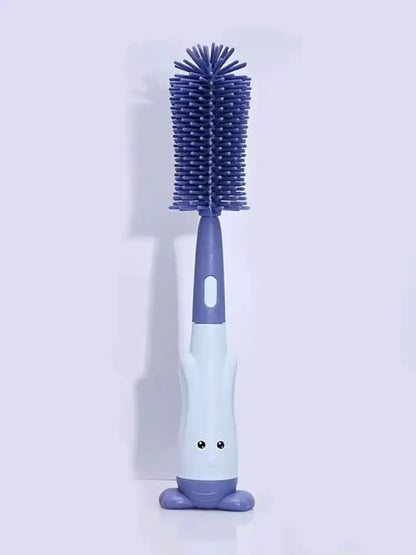 3-in-1 Silicone Bottle Cleaning Brush Set - Food-Grade Standing Cup Brush, Baby Bottle Nipple Brush, and Straw Cleaner