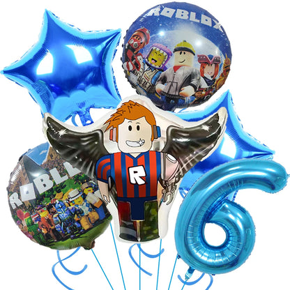 Roblox Birthday Party Supplies — Balloons, Disposable Tableware & Backdrop for Kids’ Party or Baby Shower