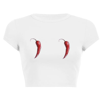 Harajuku Y2K Women’s White Crop Top – Casual Short Loose Summer Tee