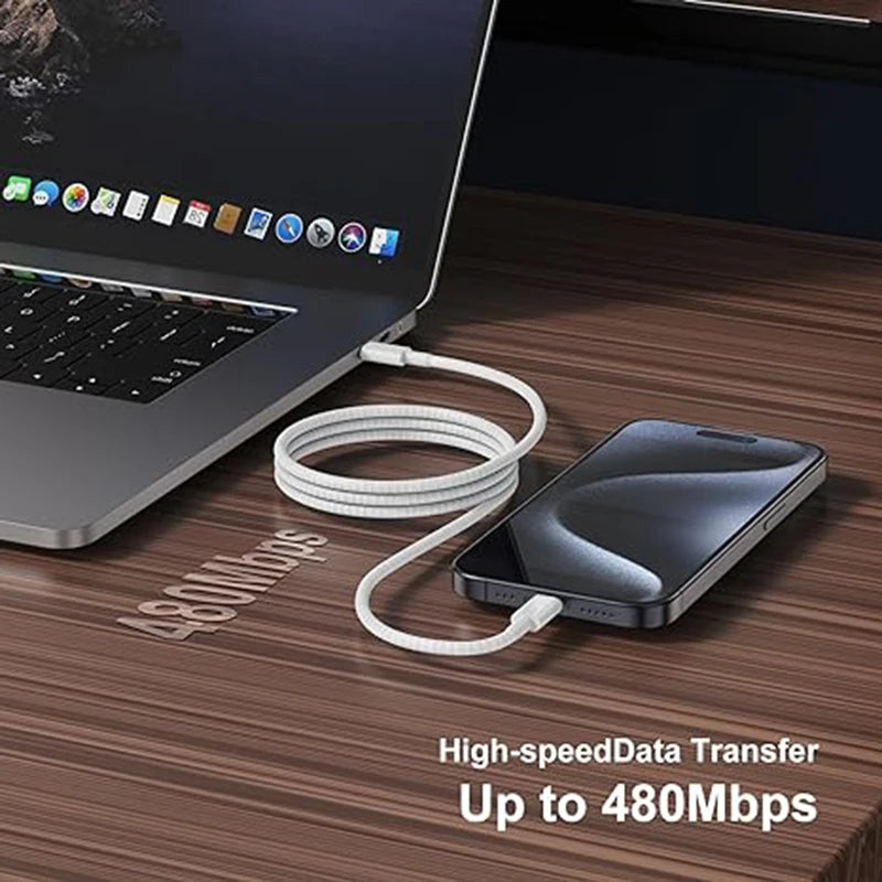 USB-C to USB-C Fast Charging Cable – 60W PD Braided Data & Charger Cable for iPhone 15, Android, Samsung, Huawei