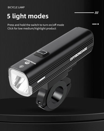 OFFBONDAGE 1000 Lumen Bicycle Light - USB Charging Bike Headlight & Power Bank | MTB & Road Highlight Flashlight for Handlebar