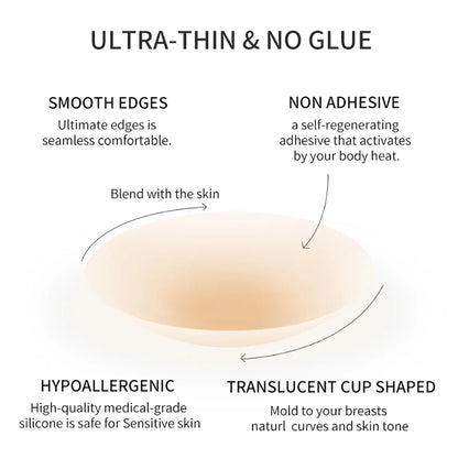 2 Pairs Ultra-Thin Silicone Nipple Covers – Reusable Adhesive Breast Pasties, Invisible Boob Protection Stickers