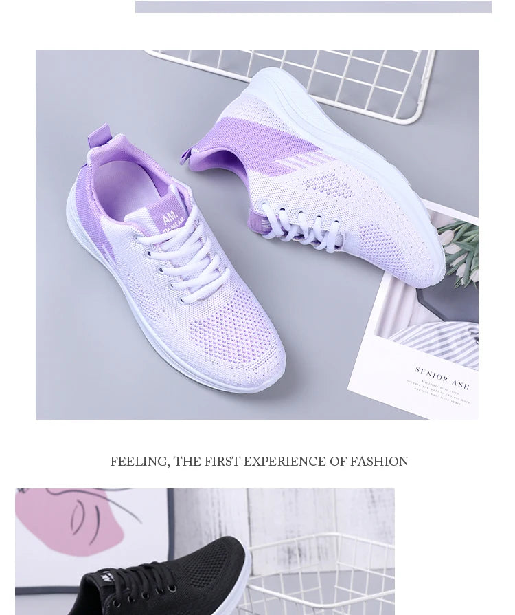Spring New Women's Lightweight Mesh Running Shoes, Soft Sole Sport Casual Sneakers