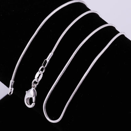 10PCS 925 Sterling Silver Snake Chain Necklaces — 1mm, 16–30 Inch for Women & Men, Fashion Jewelry