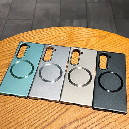 Ultra Thin Magnetic Matte Case for Samsung Galaxy Z Fold 7/6/5/4/3 - Slim Metal Plating MagSafe Wireless Charging Protective Cover