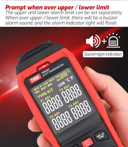 4-Channel Thermocouple Thermometer - High-Precision USB Data Logger with 5000 Records for HVAC & Appliance Repair